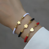 Colorful Rope Bracelet Heart Star Flower Charm Bead Bracelet