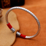 Heart Sutra Zodiac Year Silver Bracelet Men's And Women's Literary Ethnic Style