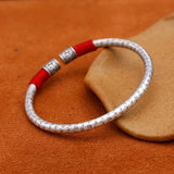 Heart Sutra Zodiac Year Silver Bracelet Men's And Women's Literary Ethnic Style
