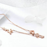 Heart Key Zircon Necklace 100% S925 Silver Love Necklace
