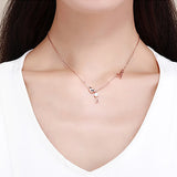 Heart Key Zircon Necklace 100% S925 Silver Love Necklace