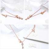 Heart Key Zircon Necklace 100% S925 Silver Love Necklace
