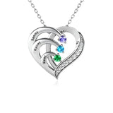 Heart Necklace Unisex Three Name Diamond Pendant Jewelry