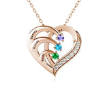 Heart Necklace Unisex Three Name Diamond Pendant Jewelry