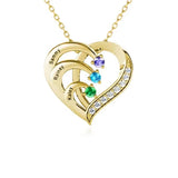 Heart Necklace Unisex Three Name Diamond Pendant Jewelry