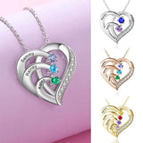 Heart Necklace Unisex Three Name Diamond Pendant Jewelry