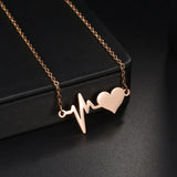 Heartbeat Symbol Engraved Name Date Necklace Stainless Steel Necklaces for Women