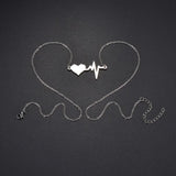 Heartbeat Symbol Engraved Name Date Necklace Stainless Steel Necklaces for Women