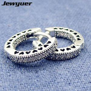 Hearts of Hoop Earrings 925 sterling silver wedding brinco fine 925 jewelry