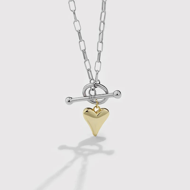 Heart Pendant Necklace 18K Gold Plated 925 Silver Chain for Women