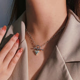Heart Pendant Necklace 18K Gold Plated 925 Silver Chain for Women