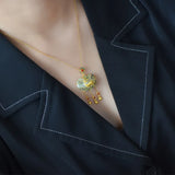 Ancient Style Gold-Plated Hetian Jade Deer Lock Pendant
