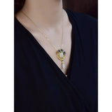 Hetian Jade Ancient Window Sill Lattice Pendant Sweater Chain Retro