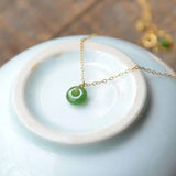 Hetian Jade Green Jade Necklace Peace Buckle Jade Pendant Female Accessories