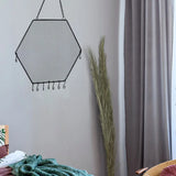 Hexagon Metal Grid Wall Shelf Earring Storage Rack Jewelry Holder