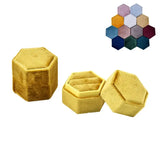 Vintage Velvet Ring Box - Double Ring Display Holder with Detachable Lid