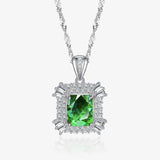 High Carbon Diamond Emerald Pendant Necklace Women S925 Silver Wedding Jewelry