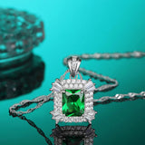High Carbon Diamond Emerald Pendant Necklace Women S925 Silver Wedding Jewelry