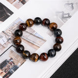 Natural Tiger Eye Bracelet 14mm Beads Gift Men Women