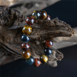 Natural Tiger Eye Bracelet 14mm Beads Gift Men Women