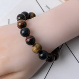 Natural Tiger Eye Bracelet 14mm Beads Gift Men Women