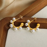 High-Gloss Shell Pearls Geometric Earrings
