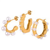 High-Gloss Shell Pearls Geometric Earrings