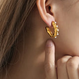 High-Gloss Shell Pearls Geometric Earrings