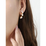High-Gloss Shell Pearls Geometric Earrings