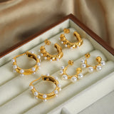 High-Gloss Shell Pearls Geometric Earrings