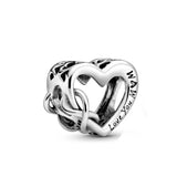 925 Sterling Silver Heart-shaped Beaded Mother's Gift Set