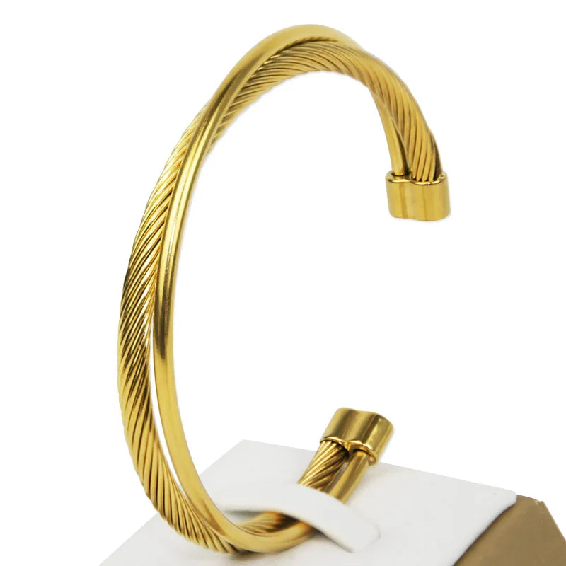 Adjustable Twisted Wire Cross Bracelet Love Bangle For Women