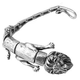 Men's Lion Skeleton Cuff Bangle Bracelet Stainless Steel Polished Silver 35mm