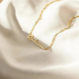 High Name Necklace for Women Stainless Steel Box Chain Personalized Nameplate Pe