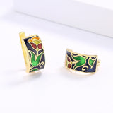925 Silver Flower Earrings with Hand Enamel Party Jewelry