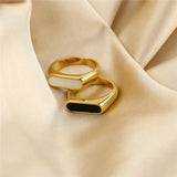 18K Plated Stainless Steel Ring with Drip Oil Design