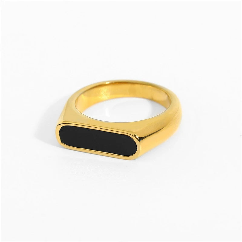 18K Plated Stainless Steel Ring with Drip Oil Design