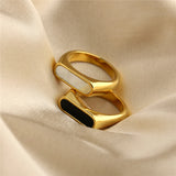 18K Plated Stainless Steel Ring with Drip Oil Design