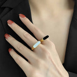 18K Plated Stainless Steel Ring with Drip Oil Design