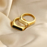 18K Plated Stainless Steel Ring with Drip Oil Design
