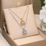 Titanium Steel Hollow Flower Pendant Necklace Women Snake Bone Chain Jewelry