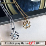 Titanium Steel Hollow Flower Pendant Necklace Women Snake Bone Chain Jewelry