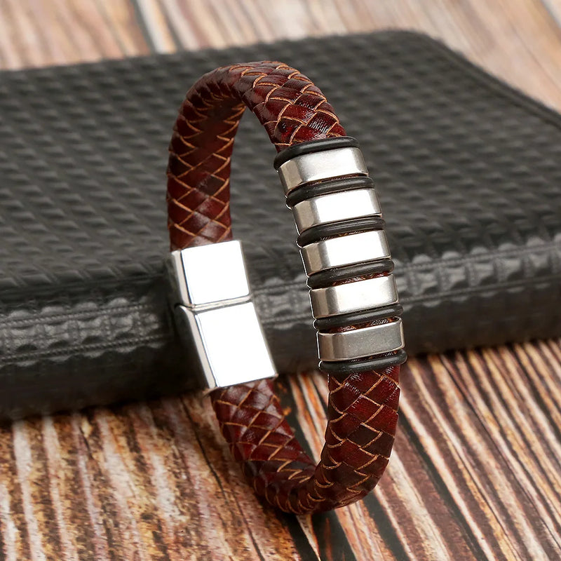 Classic Tiger Eye Beaded Leather Layer Bracelet for Men