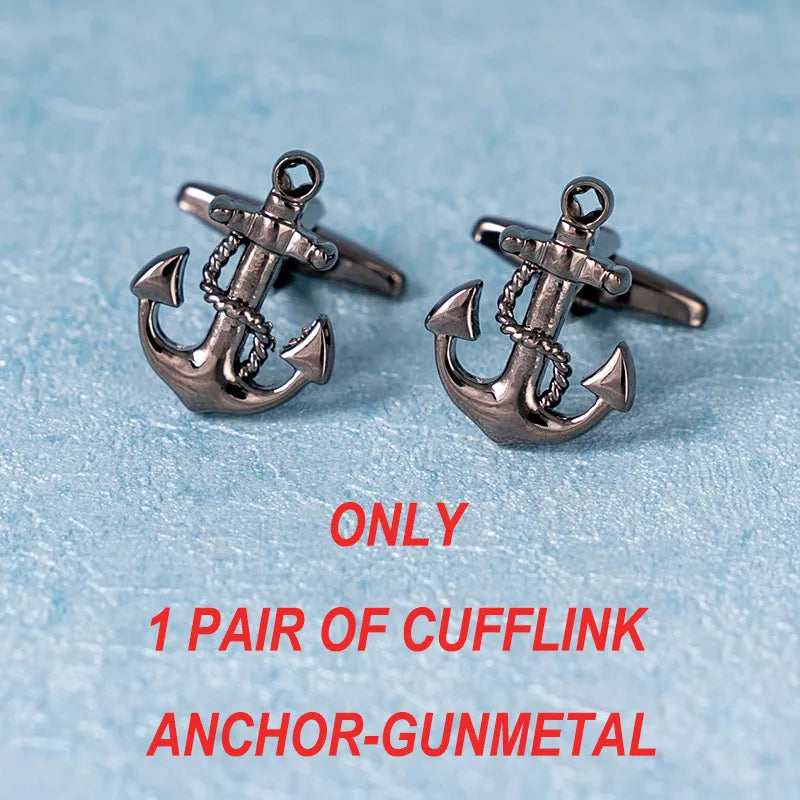 Matte Anchor Cufflinks French Shirt Gift
