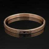 Titanium Steel Bangle Bracelet with Electrocardiogram Charm