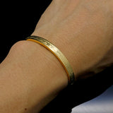 Titanium Steel Bangle Bracelet with Electrocardiogram Charm