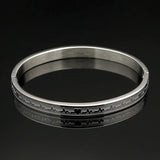 Titanium Steel Bangle Bracelet with Electrocardiogram Charm