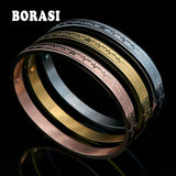 Titanium Steel Bangle Bracelet with Electrocardiogram Charm