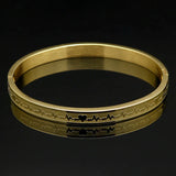 Titanium Steel Bangle Bracelet with Electrocardiogram Charm