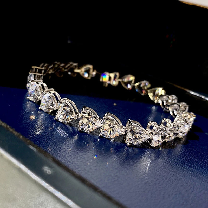 High Carbon Diamond Heart Bracelet - Anniversary Gift